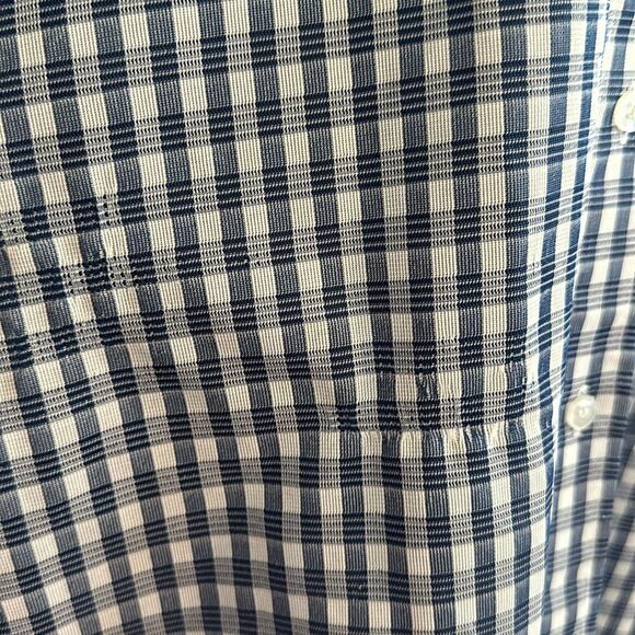 Vintage 60s/70s J.F. Austin Shirtmakers blue & white check short sleeve shirt - Picture 4 of 9